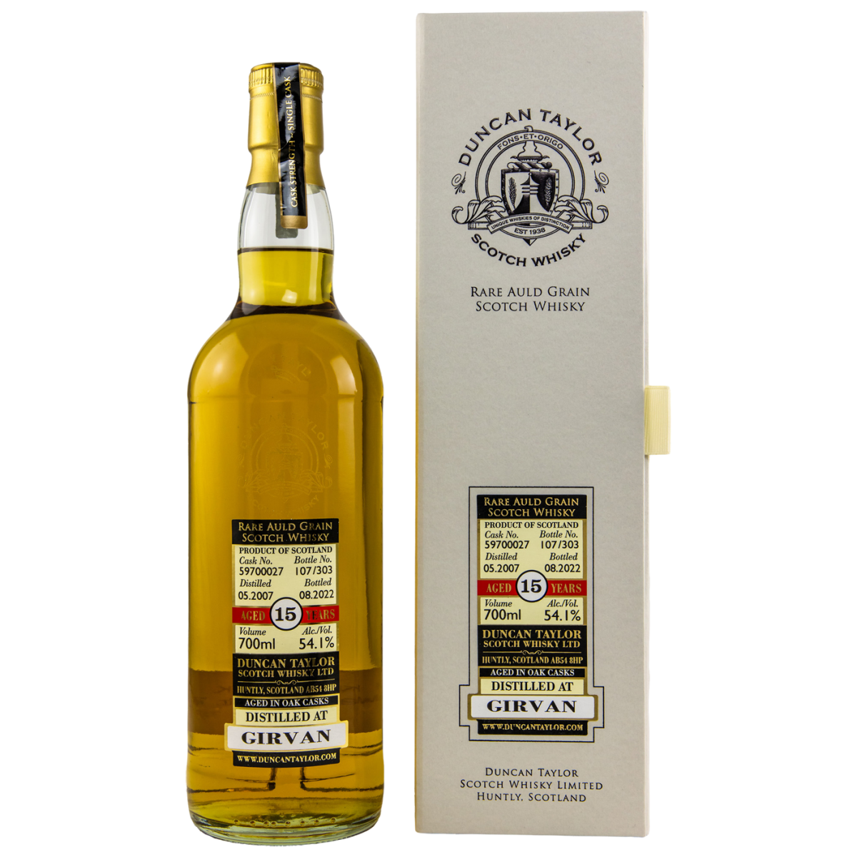 Girvan 15 Jahre 2007 2022 Rare Auld Grain 59700027 Duncan Taylor 54