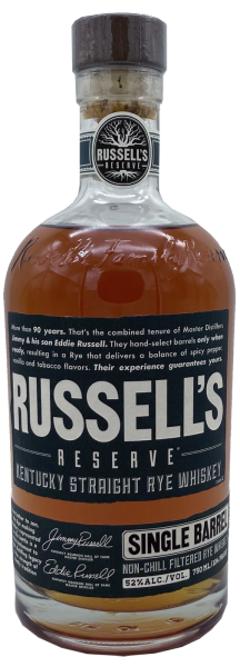Russels Reserve Single Barrel Kentucky Straight Rye 52% 0,7l