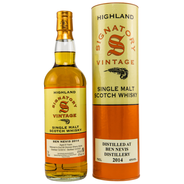 Ben Nevis 8 Jahre 2014 2022 2nd Fill Oloroso Sherry Butts Signatory 43% 0,7l (Ohne Dose)