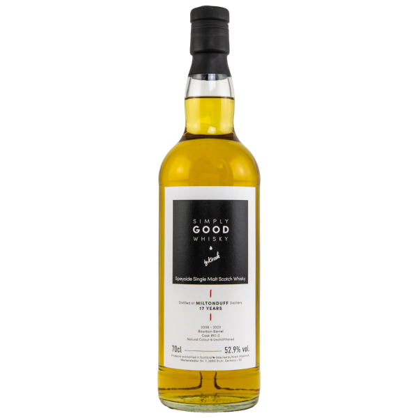 Miltonduff 17 Jahre 2006 2023 Bourbon Barrel #KI-2 Simply Good Whisky 52,9% 0,7l