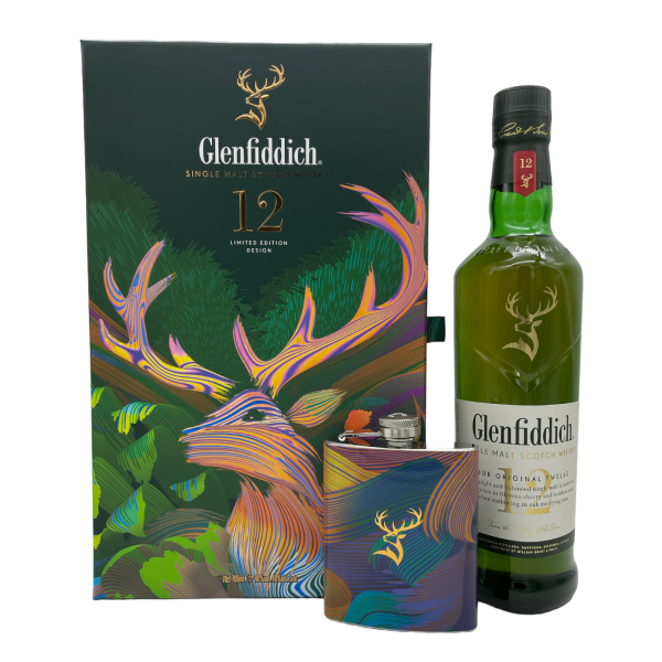 Glenfiddich 12 Jahre Single Malt Scotch Whisky 40% 0,7l + Flachmann