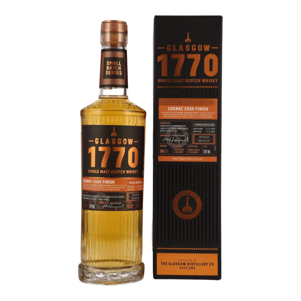 Glasgow 1770 5 Jahre 2018 2023 Triple Distilled Cognac Cask #18/965 Small Batch Series 52% 0,7l