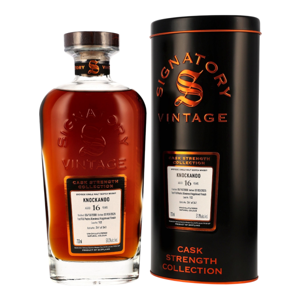 Knockando 16 Jahre 2008 2025 1st Fill PX Hogshead Finish #102 Signatory 51% 0,7l
