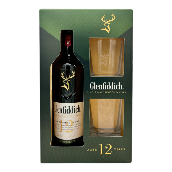 Glenfiddich 12 Jahre Single Malt Scotch Whisky + 2 Gläser 40% 0,7l