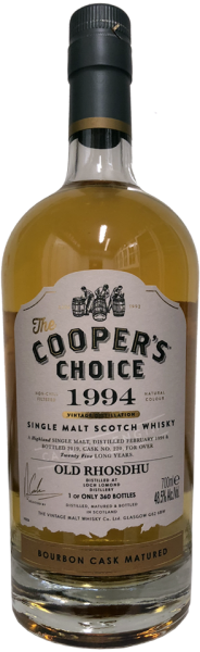 Old Rhosdhu 25 Jahre 1994 2019 Bourbon Cask Matured #220 The Coopers Choice 48,5% 0,7l