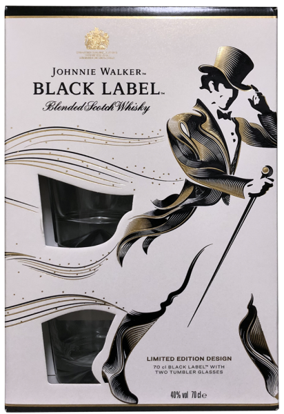 Johnnie Walker 12 Jahre Black Label 40% 0,7l +2 Gläser