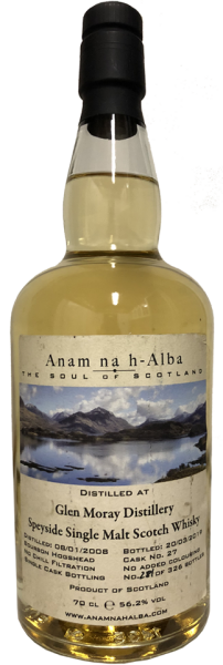 Glen Moray 11 Jahre 2008 2019 Bourbon Hogshead #27 Anam na h-Alba 56,2% 0,7l