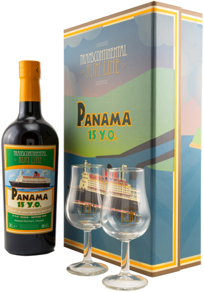 Panama 15 Jahre Transcontinental Rum Line 40% - Set mit 2 Gläsern 0,7l
