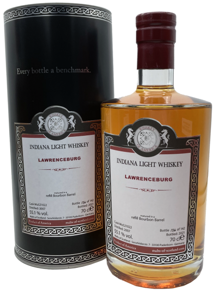 Lawrenceburg 2007 2021 Refill Bourbon Barrel #21022 Indiana Light Whiskey MoS 55,1% 0,7l