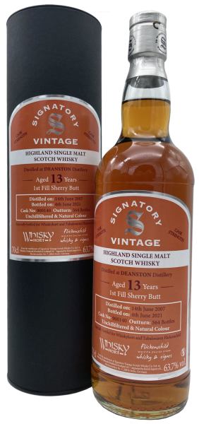 Deanston 13 Jahre 2007 2021 1st Fill Sherry Butt #900140 Signatory Whiskyhort & Flickenschild 63,7% 0,7l