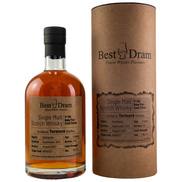 Tormore 9 Jahre 2011 2021 1st Fill Ruby Port Cask Finish #800127 Best Dram 58,1% 0,7l (ohne Dose)