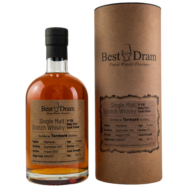 Tormore 9 Jahre 2011 2021 1st Fill Ruby Port Cask Finish #800127 Best Dram 58,1% 0,7l (ohne Umverpackung)