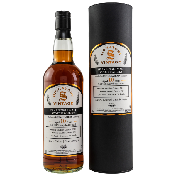 Bunnahabhain 10 Jahre 2010 2021 1st Fill Sherry Butt Finish #6 Signatory 65,5% 0,7l