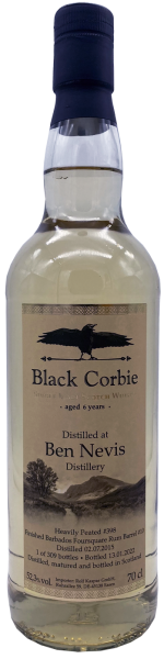 Ben Nevis 6 Jahre 2015 2022 Heavily Peated, Barbados Rum Finish #398+10 Black Corbie 52,3% 0,7l